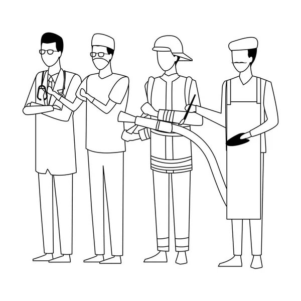 Trabajos y profesiones avatar en blanco y negro — Archivo Imágenes Vectoriales