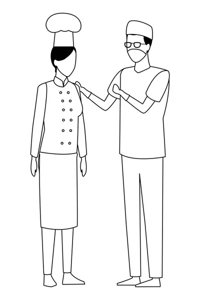 Emplois et professions avatar en noir et blanc — Image vectorielle