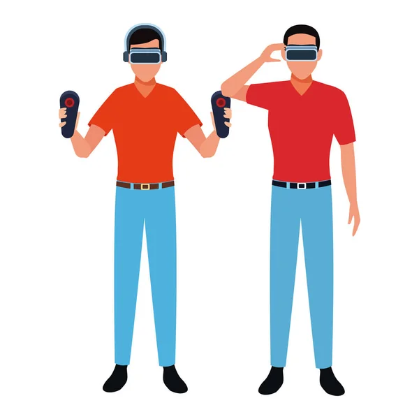 Mensen die spelen met de virtuele realiteit — Stockvector