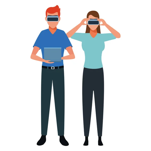 Άνθρωποι που παίζουν με την εικονική πραγματικότητα — Διανυσματικό Αρχείο