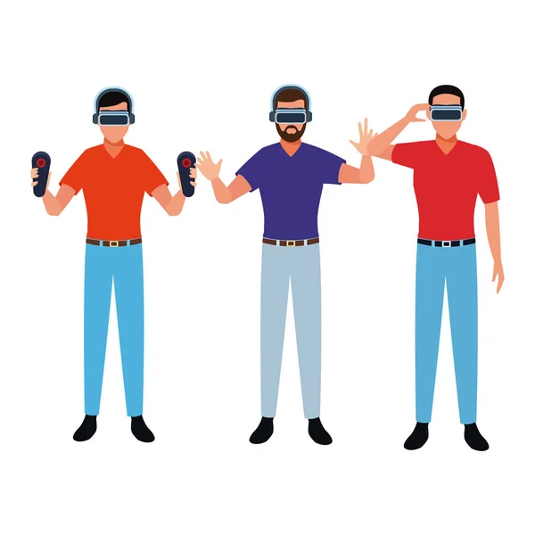 Pessoas brincando com a realidade virtual — Vetor de Stock