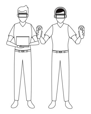 Sanal gerçeklik gözlükle siyah beyaz adam