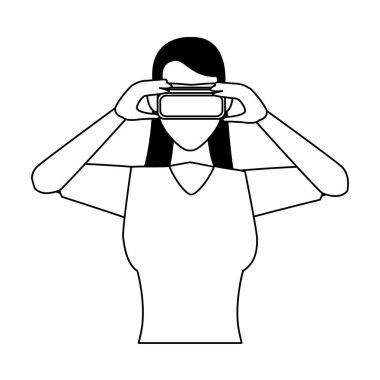 Sanal gerçeklik gözlükle siyah beyaz adam