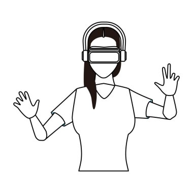 Sanal gerçeklik gözlükle siyah beyaz kadın