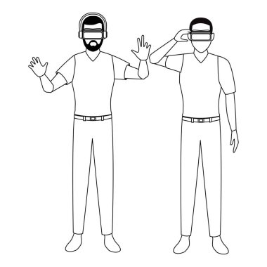 Sanal gerçeklik gözlükle siyah beyaz adam