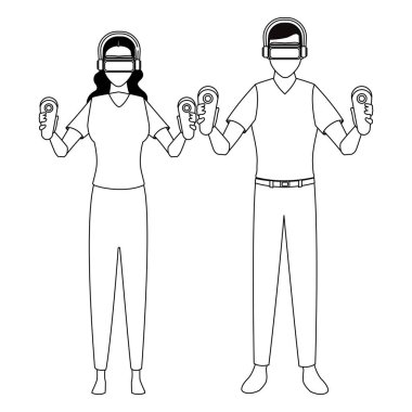 Siyah beyaz sanal gerçeklik ile oynayanlar