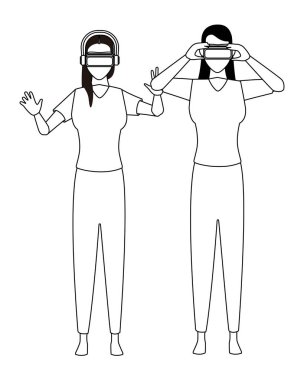 Siyah beyaz sanal gerçeklik ile oynayanlar