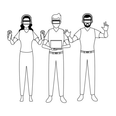 Siyah beyaz sanal gerçeklik ile oynayanlar