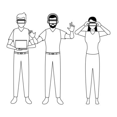 Siyah beyaz sanal gerçeklik ile oynayanlar