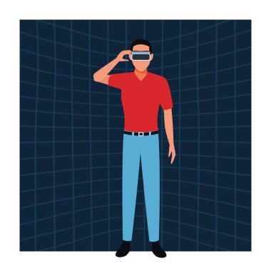 Sanal gerçeklik gözlük kullanan adam