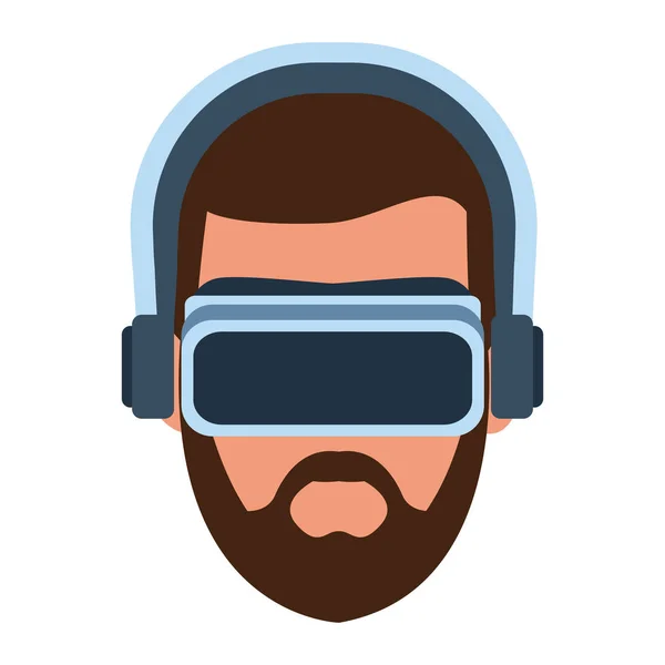 Lunettes de réalité virtuelle sur visage d'homme — Image vectorielle