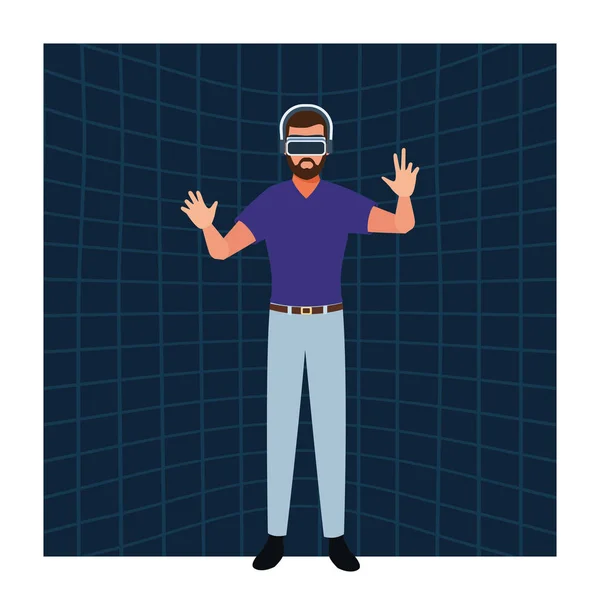 Man met VR-bril — Stockvector