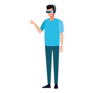 Sanal gerçeklik gözlük ile oynayan adam