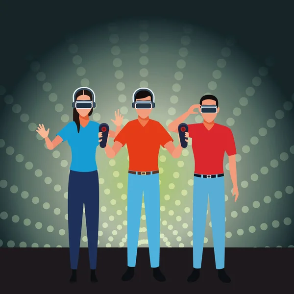 Menschen, die mit virtueller Realität spielen — Stockvektor