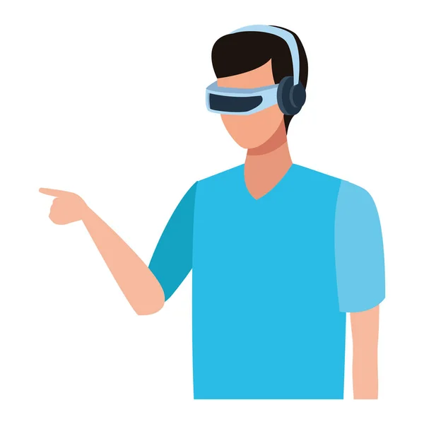 Ο άνθρωπος παίζει με εικονική πραγματικότητα γυαλιά — Διανυσματικό Αρχείο