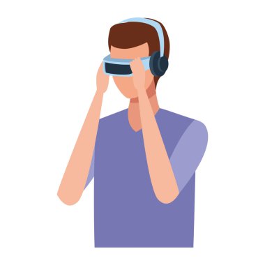 Sanal gerçeklik gözlük ile oynayan adam