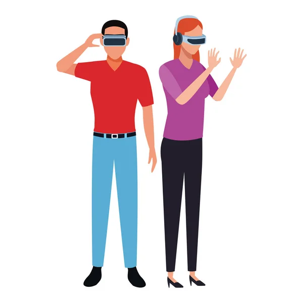 Menschen spielen mit Virtual-Reality-Brillen — Stockvektor