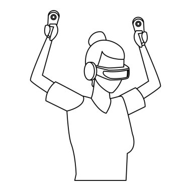 Sanal gerçeklik gözlük siyah beyaz oynayan kadın