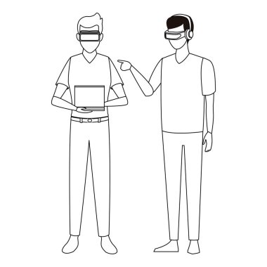 Sanal gerçeklik teknolojisi siyah ve beyaz ile oynayanlar