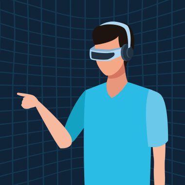 Sanal gerçeklik gözlük ile oynayan adam