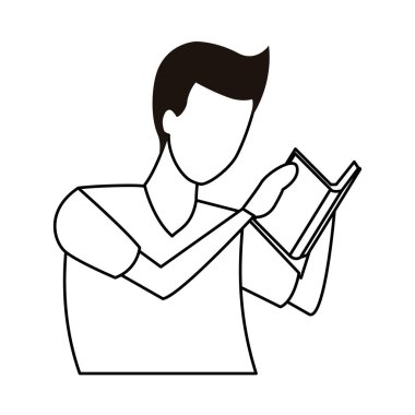 yüzü olmayan adam okuma kitabı siyah beyaz