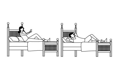Çift Kişilik Oda ve siyah beyaz yüzü olmayan insanlar