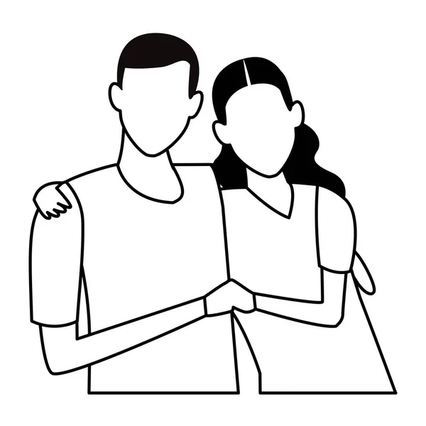Faceless pár dohromady vztah v černé a bílé — Stockový vektor