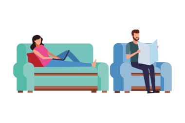 yüzü olmayan çift ve oturma odası