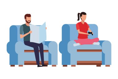 yüzü olmayan çift okuma oturma odası