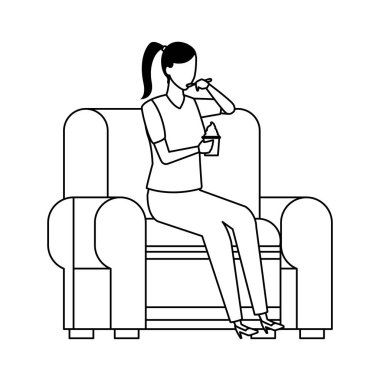 meçhul kadın dondurma ve siyah beyaz sandalye