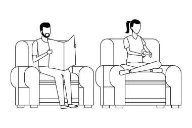 yüzü olmayan çift okuma oturma odası