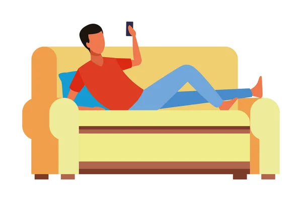 Hombre sin rostro sofá de descanso decoración — Vector de stock