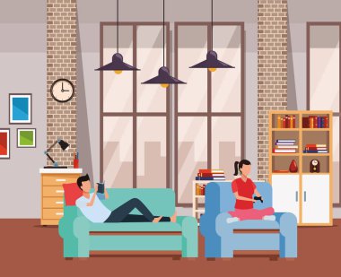 yüzü olmayan çift Hobiler oturma odası