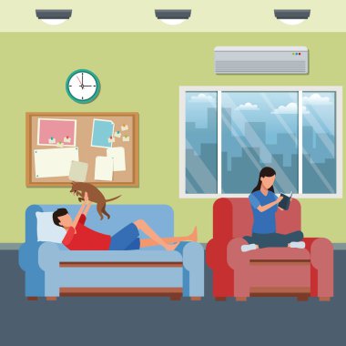 yüzü olmayan insanlar köpek oturma odası, sakin ol.