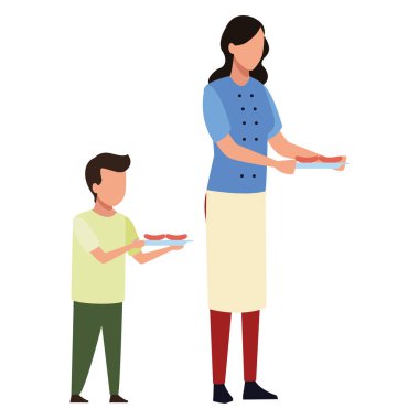 yüzü olmayan anne ve oğlu Barbekü gıda