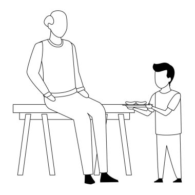 meçhul büyükbaba veya büyükanne tezgah açık Barbekü gıda siyah beyaz