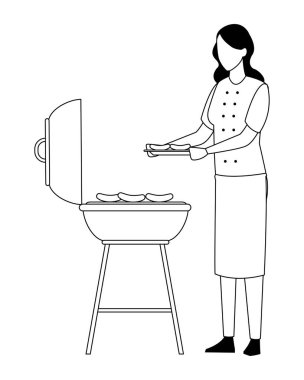 yüzü olmayan anne yemek Barbekü yemek siyah beyaz