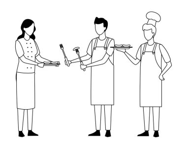 yüzü olmayan insanlar siyah beyaz Barbekü yemek yeme