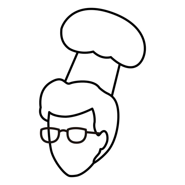 Arctalan chef fej, fekete-fehér — Stock Vector
