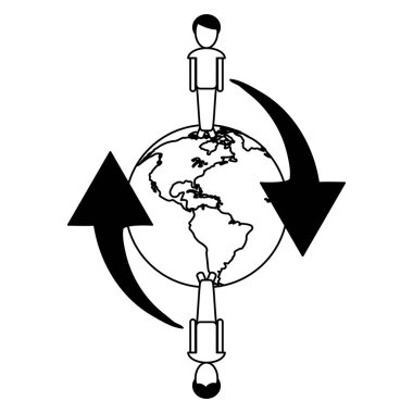 insanlar dünya simgesinden siyah beyaz