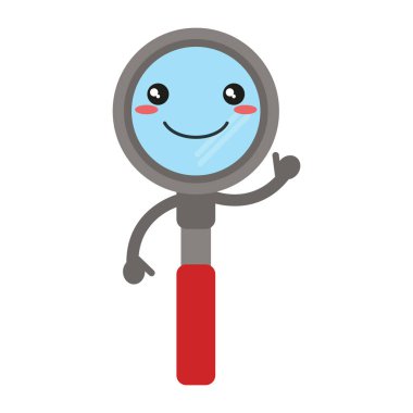 Kawaii Büyüteç gülümseyen çizgi film