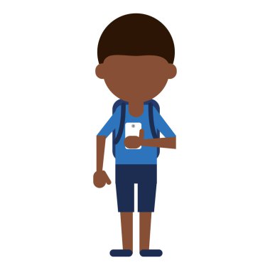 Smartphone avatar çizgi film kullanan adam