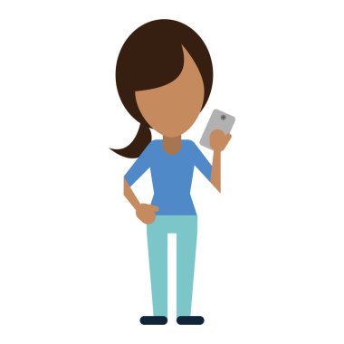 Smartphone avatar çizgi film kadınla