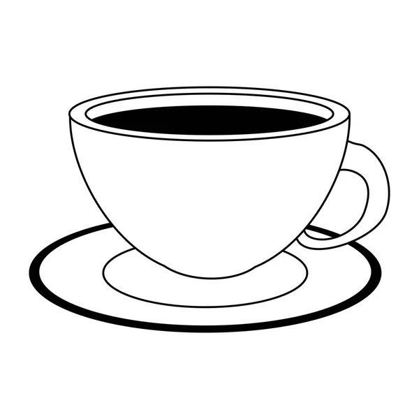 Гаряча чашка кави ізольована в чорно-білому кольорі — стоковий вектор