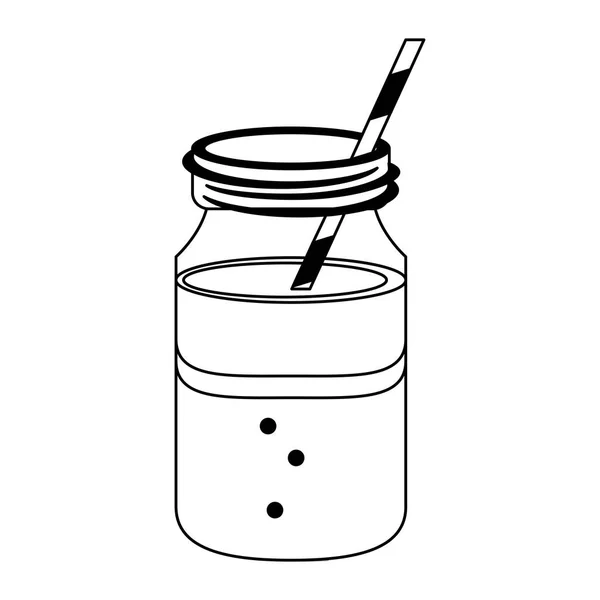 Coffee cold drink mason jar in black and white — Stock Vector