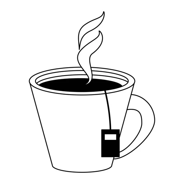Chá copo de bebida em preto e branco —  Vetores de Stock