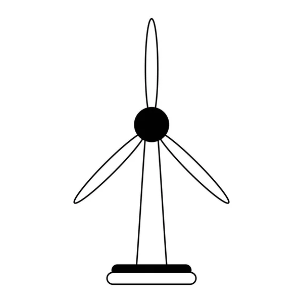 Énergie éolienne verte isolée en noir et blanc — Image vectorielle