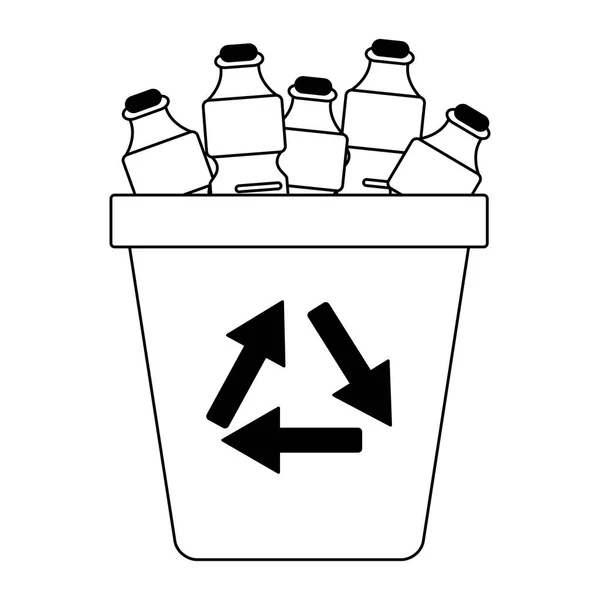 Odpadkového koše může symbol v černé a bílé — Stockový vektor