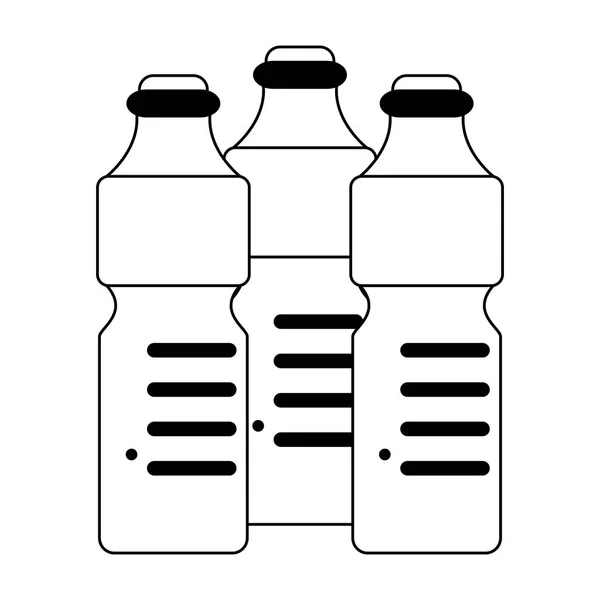Черно-белые бутылки с водой — стоковый вектор
