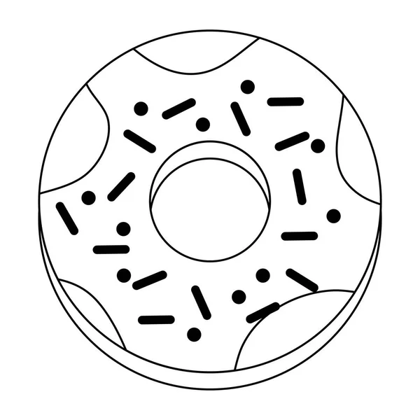 Donut köstliche Dessertspeisen in schwarz und weiß — Stockvektor